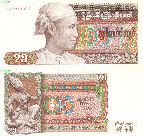 Birma: Historia banknotów o nominałach 15, 35, 45, 75 i 90 kyat