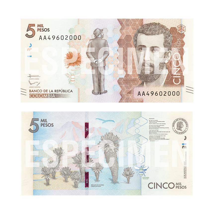 Kolumbia ujawniła wizerunek nowego banknotu o nominale 5000 pesos