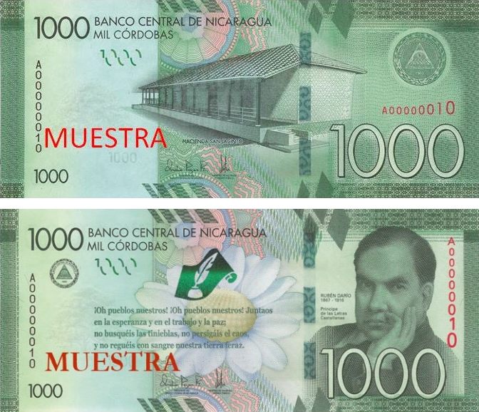 Nikaragua wyda dwa nowe banknoty o nominale 1000 cordobas – obiegowy i okolicznościowy