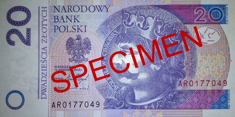 Polska: W styczniu wszedł do obiegu zmodernizowany banknot o nominale 20 złotych