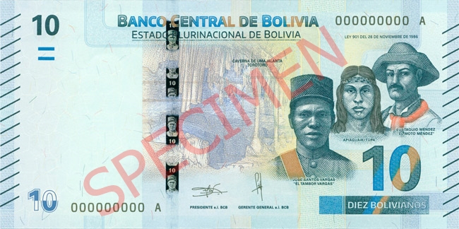 Boliwia wydała nowy banknot obiegowy o nominale 10 boliviano