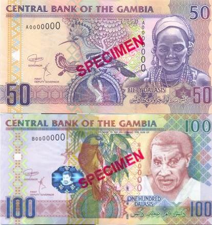 Gambia wydała dwa banknoty obiegowe z poprzedniej serii