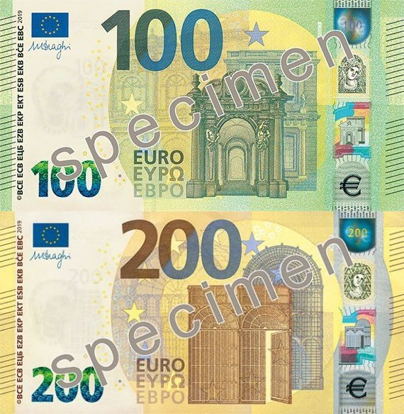 Ujawniono wizerunki nowych banknotów o nominałach 100 i 200 euro