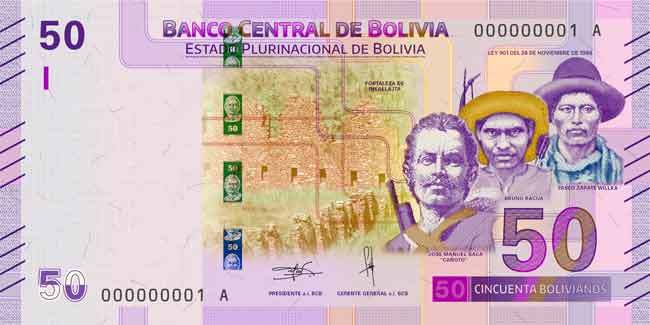 Boliwia wydała nowy banknot o nominale 50 boliviano