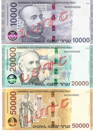 Armenia wydała trzy banknoty obiegowe nowej serii