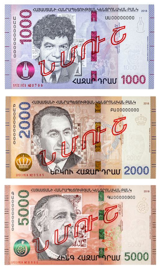 Armenia wydała kolejne trzy  banknoty obiegowe nowej serii