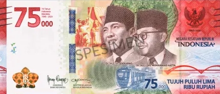 Indonezja wydała banknot okolicznościowy o nominale 75000 rupii