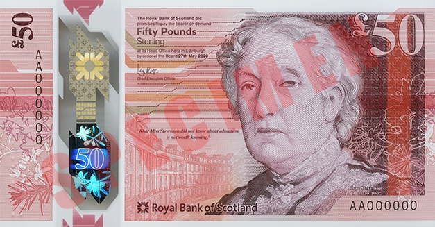Szkocja: RBS ujawnił wizerunek nowego banknotu o nominale 50 funtów